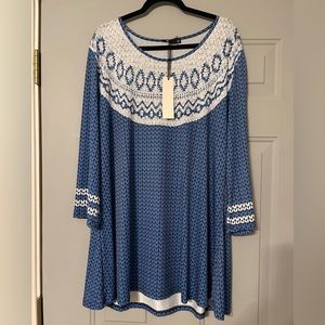 Blue & White Patterned Tunic